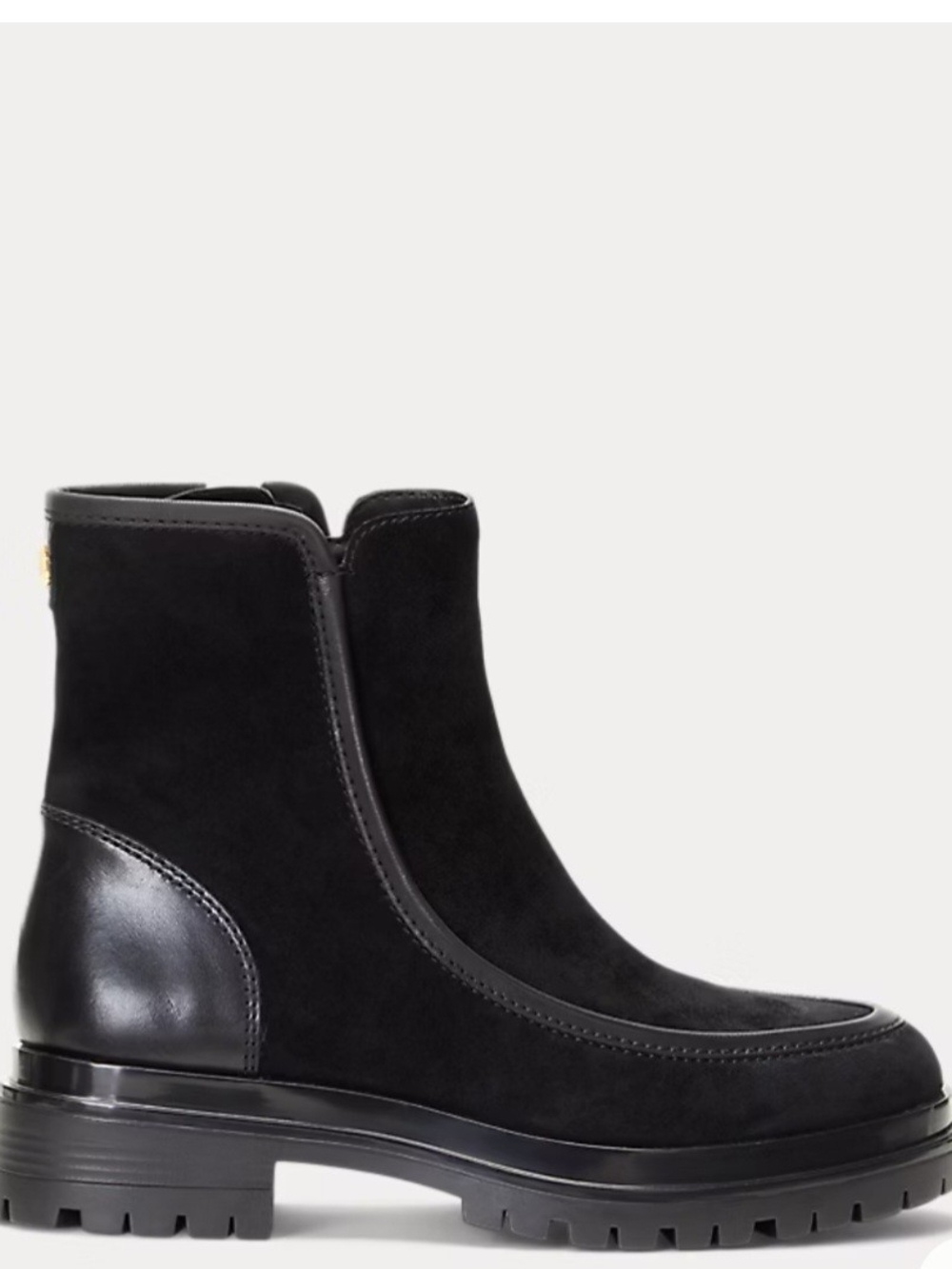 Lauren Ralph Lauren Black Suede & Leather Chelsea Ankle Boot